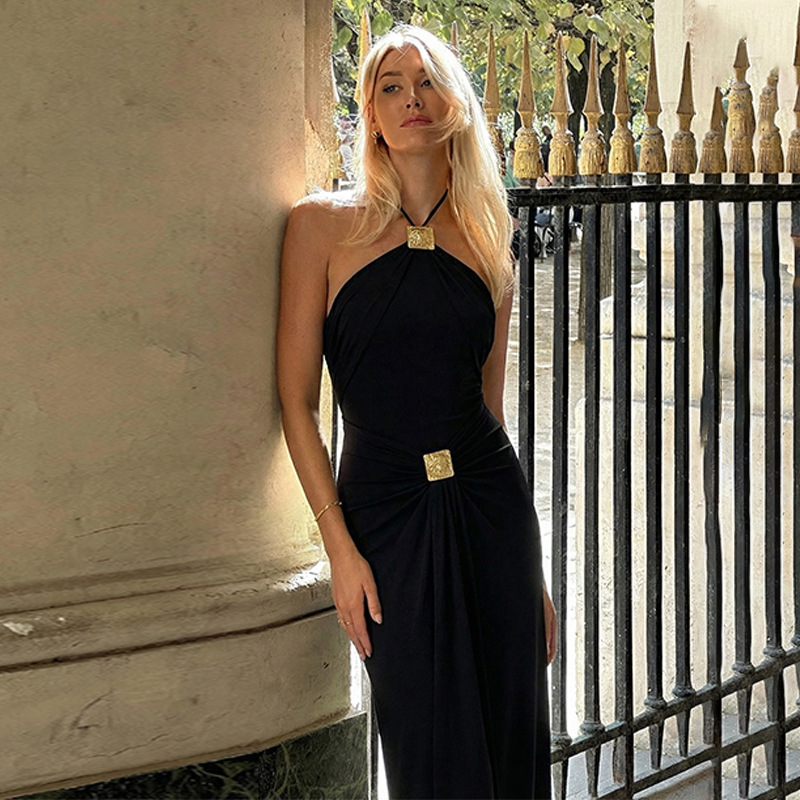 Women's Clothing Fashion Dress Spring Summer New Arrivals Sexy Fitted Waist Hollow Back Tie Up Clothing_ecoleips.com