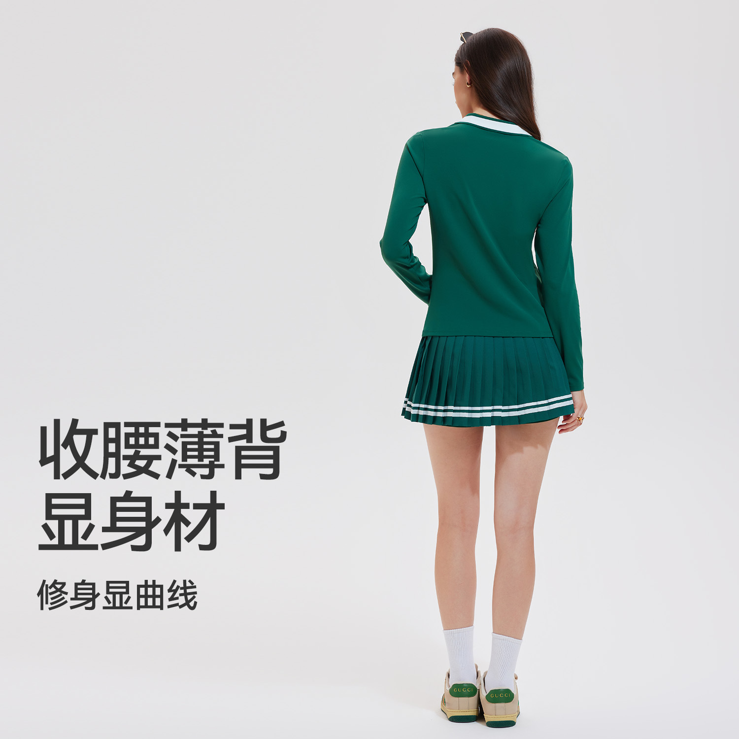 Trajes deportivos de mujeres polo camisa de mangas largas golf adelgazante tenis ropa deportiva casual tenis falda corta dos piezas