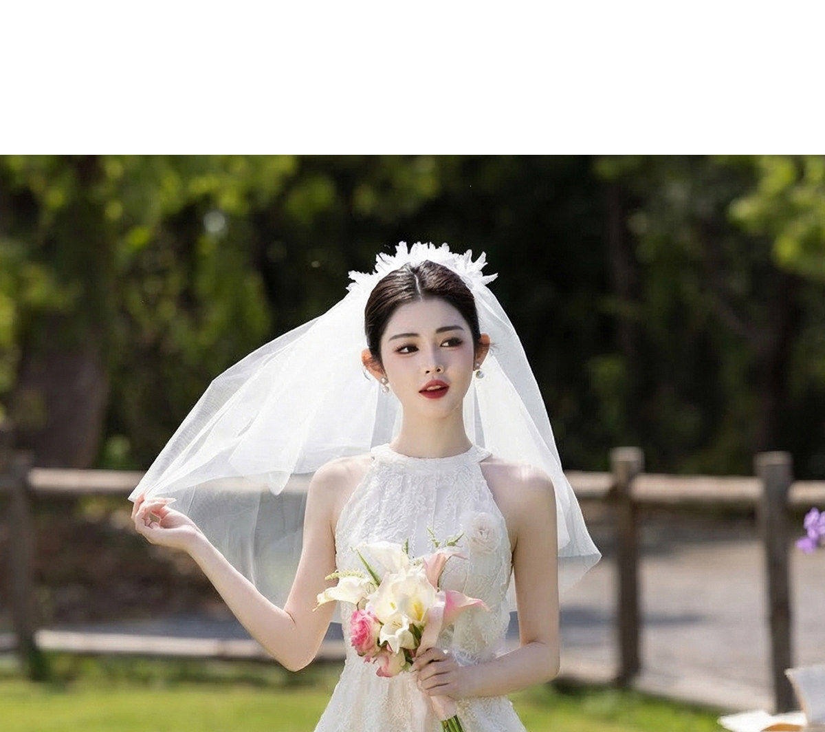 Đầm trắng dáng suông midi cổ yếm tay không – váy cưới đơn giản đi đăng ký kết hôn mùa hè — Trắng chi tiết 18