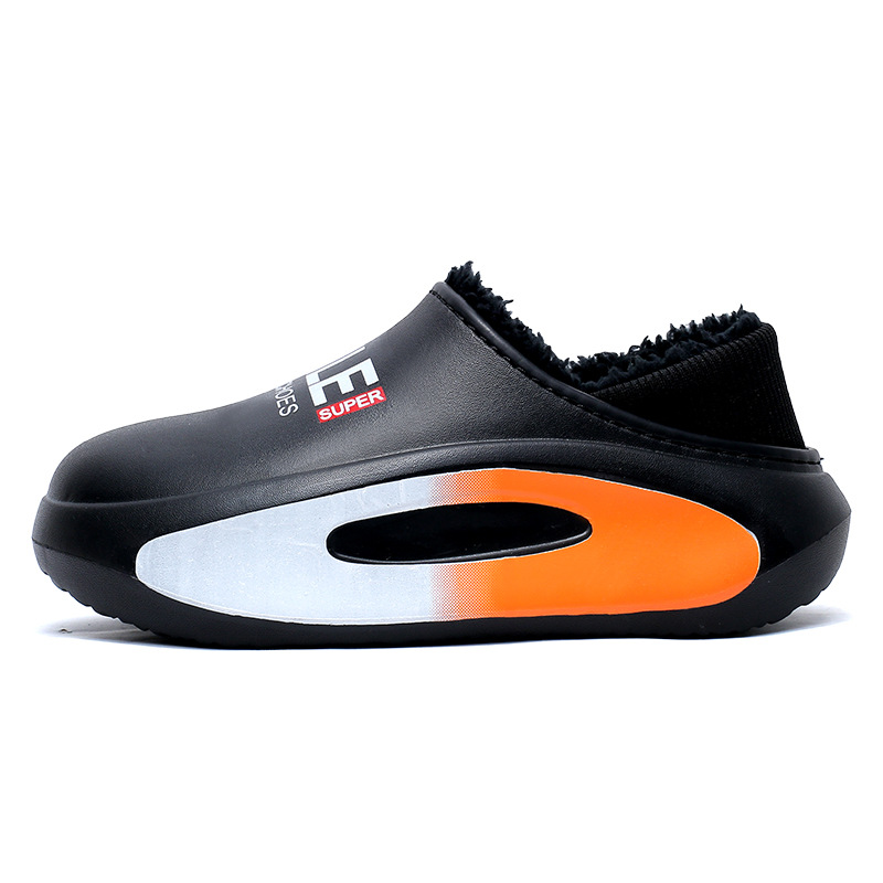 Invierno nuevo estilo de moda zapatillas de algodón bolsas de pareja tacones impermeables y terciopelo calentamiento zapatillas de algodón de lana para hombres