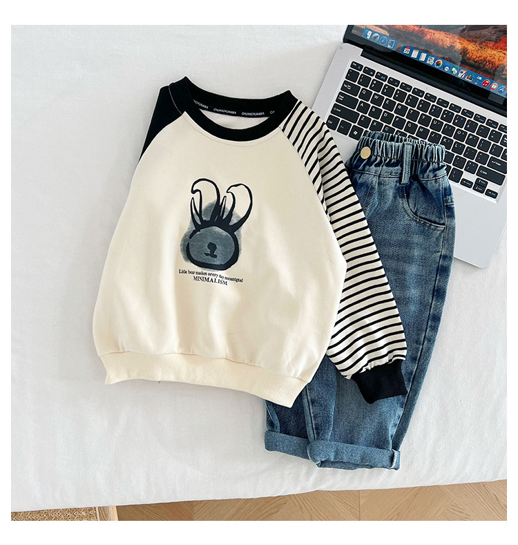 Kids Hoodies Long Sleeve Casual Animal Stripe Solid Color display picture 1