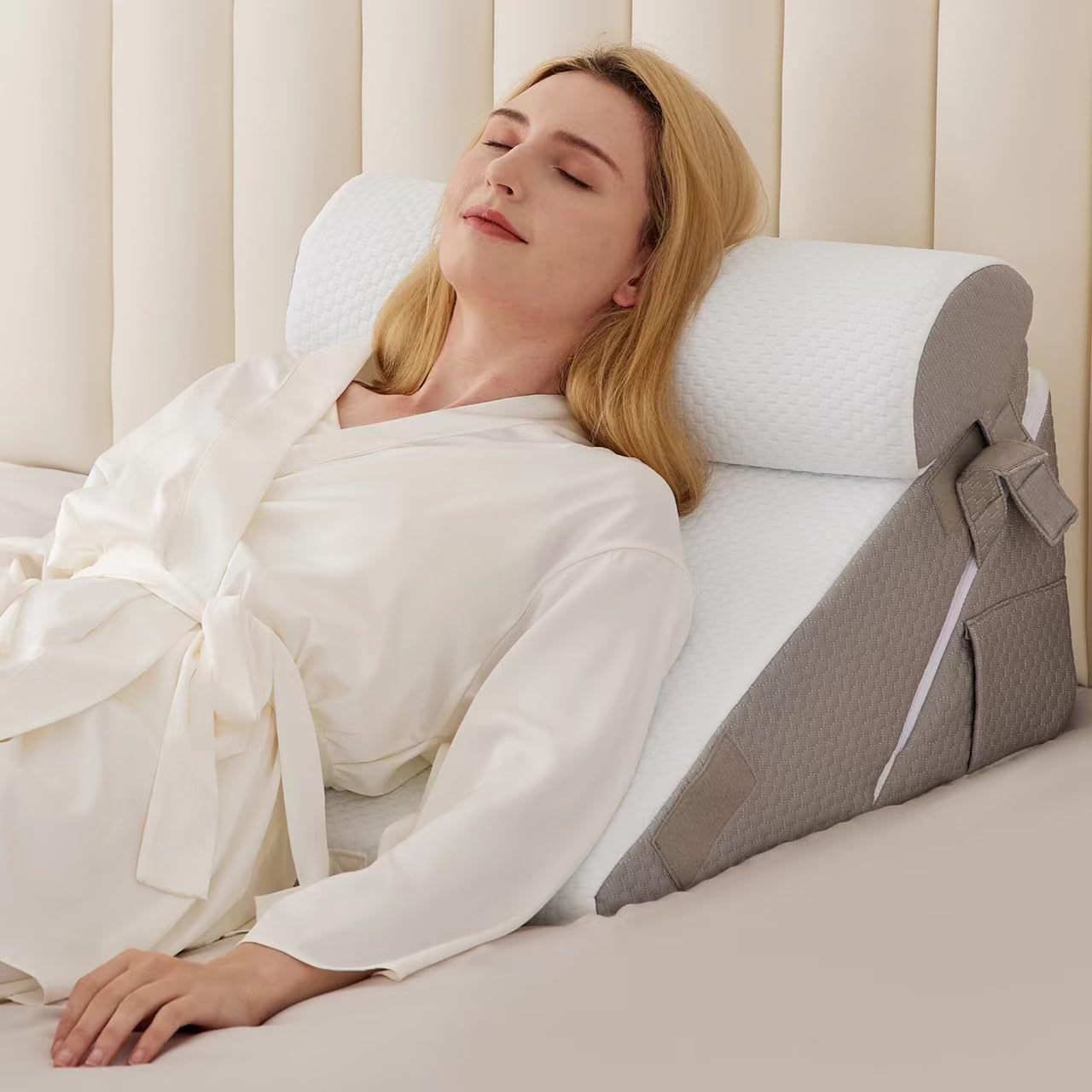 跨境爆款床上侧身护腰枕三角可拆洗床上床头靠垫慢回弹记忆棉腰靠