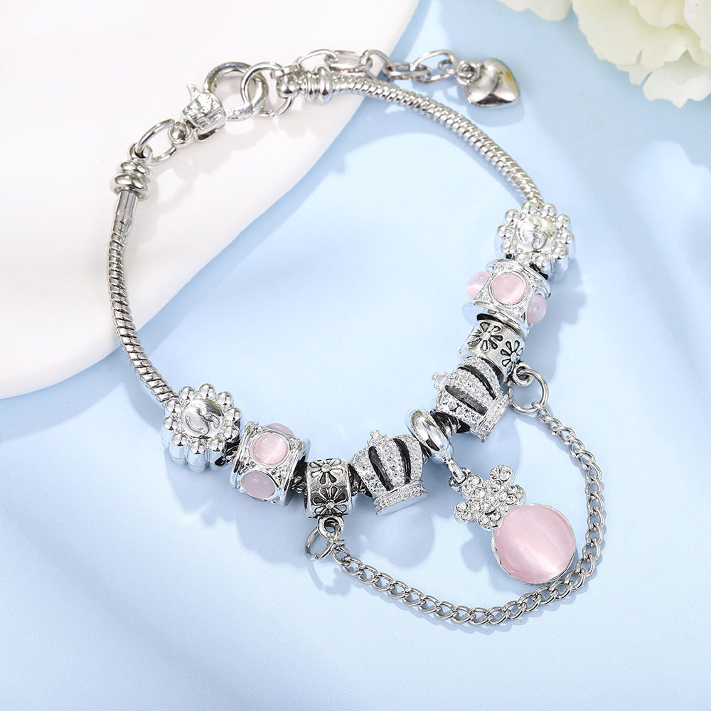 (Cross-border trading), copper bracelet with zircon, children's fashionable accessory, pendant, chain, light luxury style, DIY 4