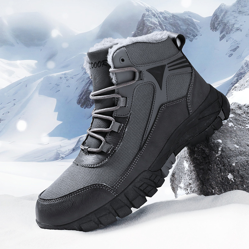 Cross-border botas de nieve de los hombres de invierno cálido forro polar grueso alto-top zapatos de algodón al aire libre impermeable antideslizante más tamaño botas de algodón