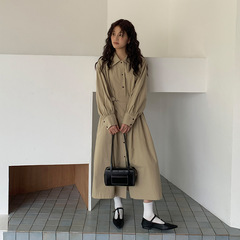MOXI十三行女装2025秋季新款韩版长款连衣裙女长袖衬衫裙女长裙子