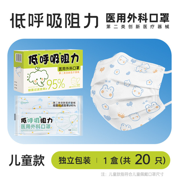 Respiratory disposable white breathable medical mask for adults