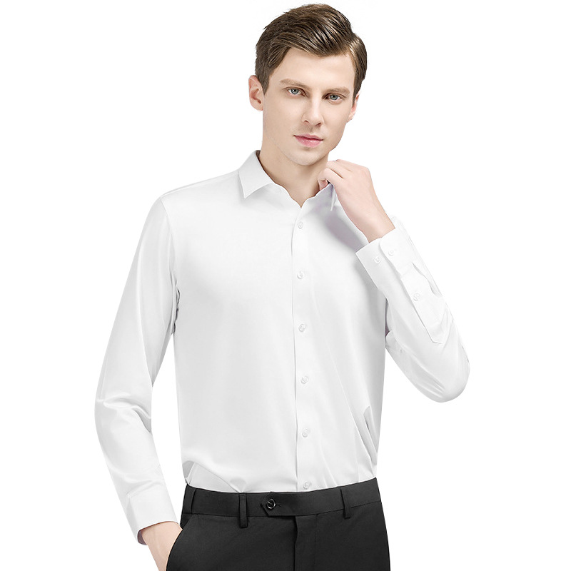 Camisas de hombre personalizadas camisas blancas de mangas largas lujosas de lujo masculinas de alto nivel, ropa formal de negocios, logotipo de bordado al por mayor sin quemar