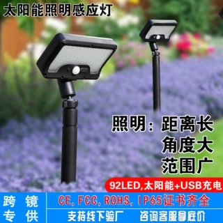 定制LED太阳能小路灯家用花园照明感应灯户外庭院地插草坪灯爆亮