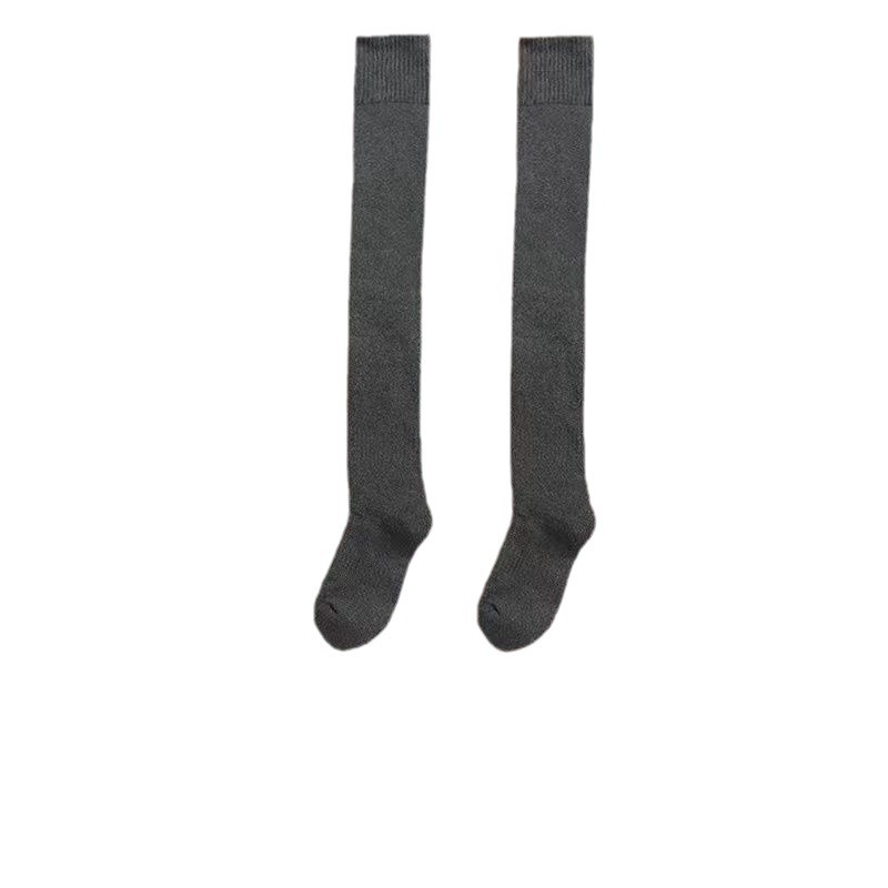Medias de mujer Otoño e Invierno forradas de lana gruesa caliente sobre la rodilla calcetines Terry muslo calcetines adelgazantes de invierno versátiles calcetines gruesos para mujeres