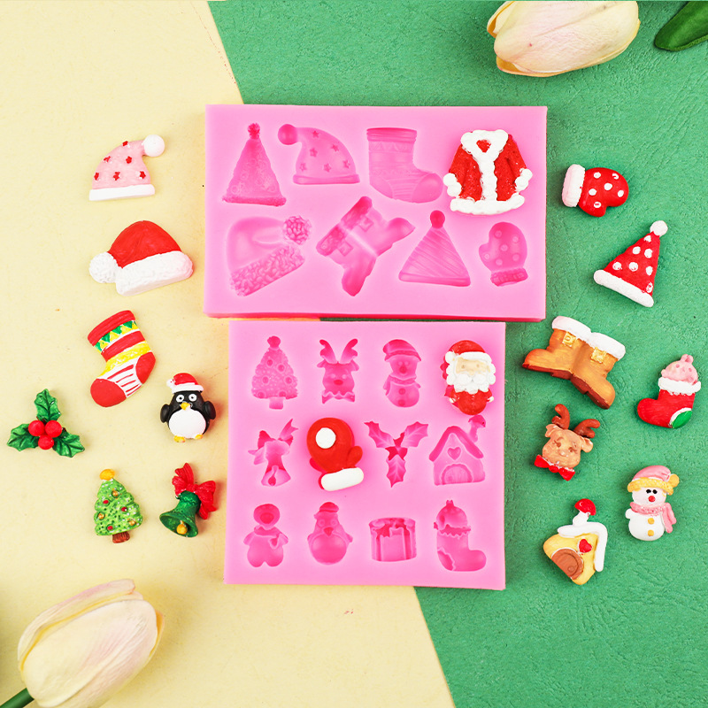 DIY epoxi Navidad árbol de Navidad galleta calcetines modelado molde de silicona fondant molde de decoración de chocolate hecho a mano