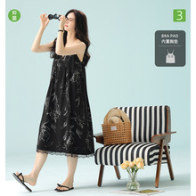 【抗菌新疆棉】带胸垫夏季无袖吊带睡裙女士纯棉高级感宽松家居服