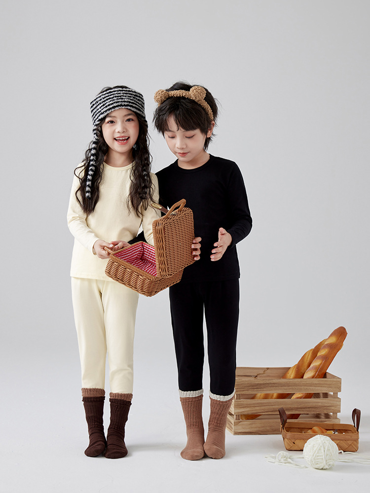 子供用パジャマ、純綿男の子用秋服と長ズボン、女の子用ベビー用保温下着、中小子供用ボトムス綿セーターセット