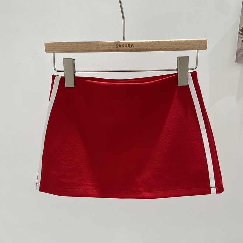 Pure Desire Sexy Hot Girl Striped Splicing Skirt Women's Summer New Slim High Waist Slimming Hip Short Skirt