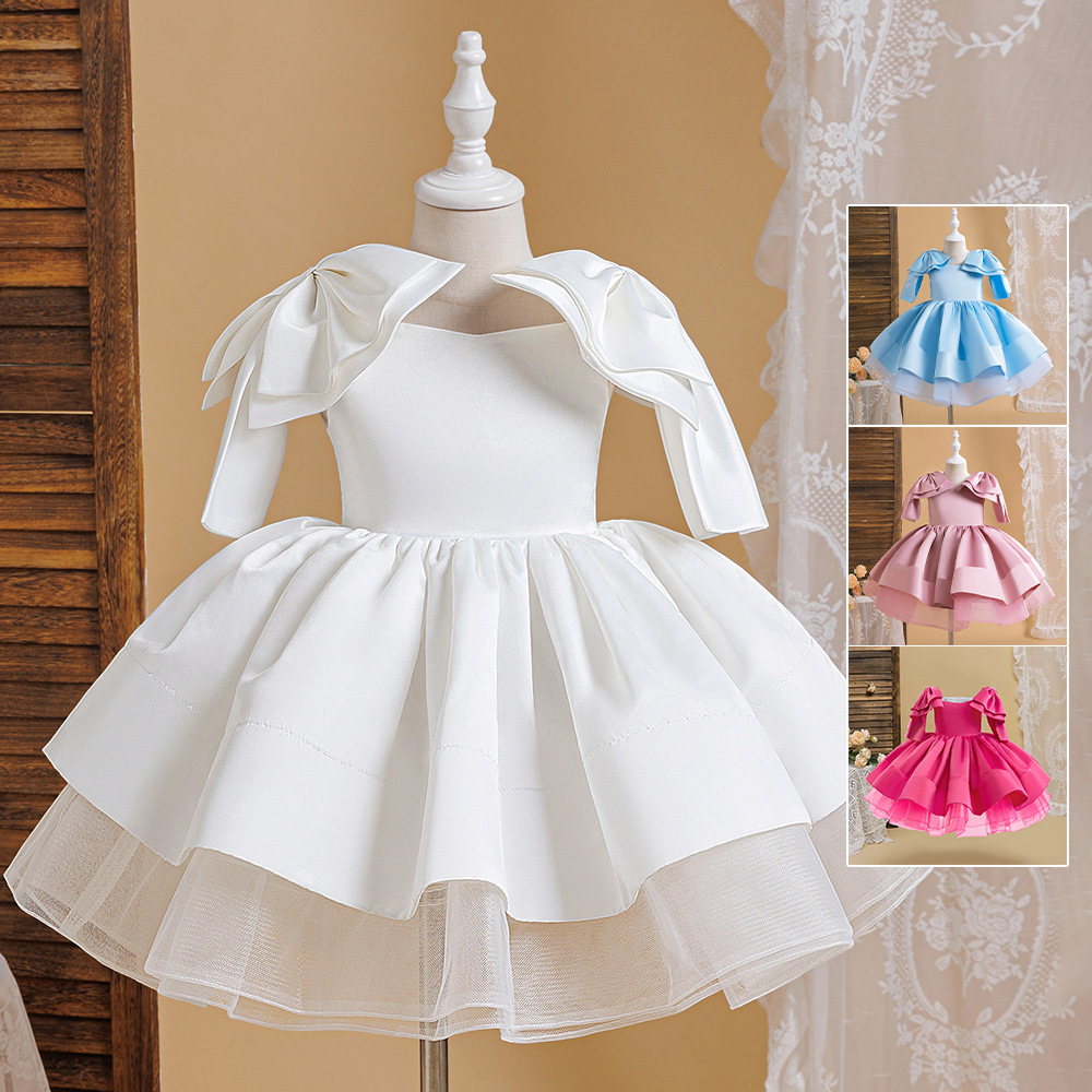 2026 vestido de niñas Europa y América nuevo satén arco de la princesa Xiao Yan ropa de espectáculo infantil
