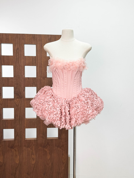 Vietnamese Niche Design Moulinro* Daytime Bear Same Style Mesh Tube Top Fishbone Cake Tutu Skirt