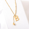 Fashionable brand small design pendant with tassels with letters, necklace stainless steel, accessory, European style, trend of season, does not fade