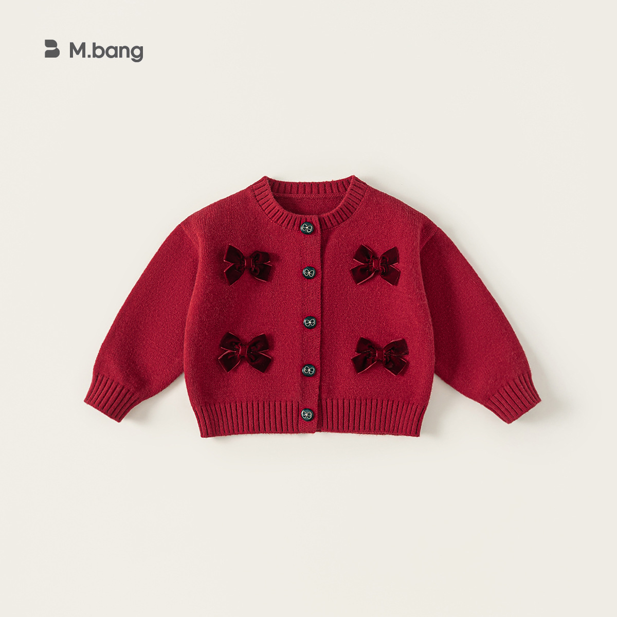 Yoobao ropa infantil de niñas suéter de arco cardigan otoño invierno rojo nuevo bebé ropa de Año Nuevo abrigo de punto