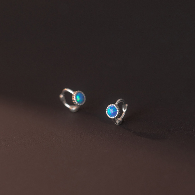 Eloch S925 plata coreana redonda sintética de color ópel perilla de verano temperamento pequeño orejas M00470