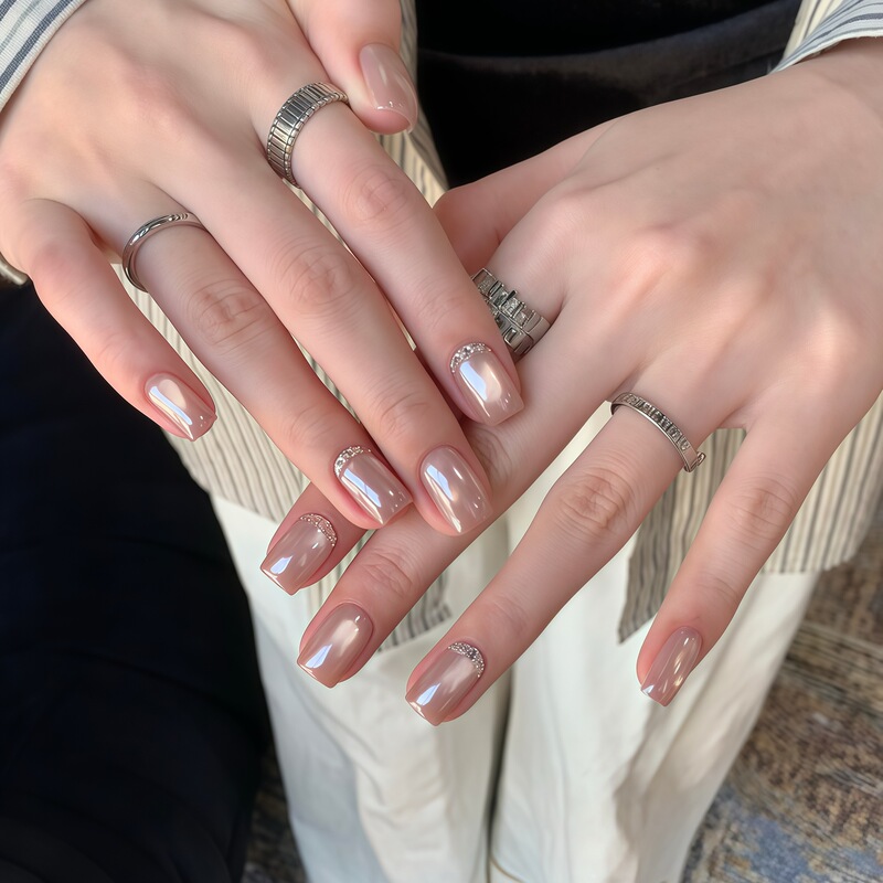 Ins High-End Style Hailey Nails, Pure Handmade Wearable Nails, Nail Art That Enhances Complexion, Fake Nail Patches, Pure Handmade Nail Patches