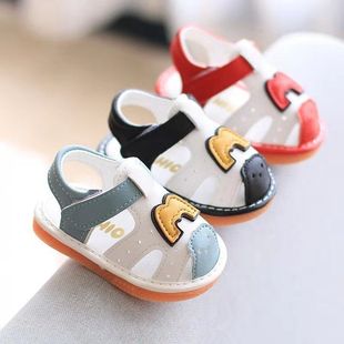 2021 Summer Baby Screaming Shoes Soft Sole Anti-Slip Sandals 0-1-2 Years Old Boys and Girls Princess Shoes Baotou Toddler Shoes