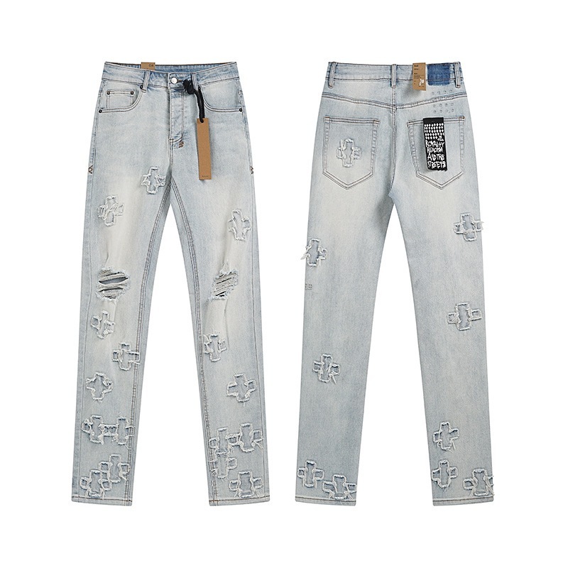 Ksubi トレンディなパープル新 AM スプラッシュインクプリントハイストリートレトロリッピングカジュアルメンズとレディーススリムジーンズ|undefined