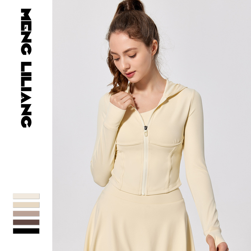 Cross-Border Antibacterial Yoga Clothes Spring and Autumn Nude Finger Zipper Long-Sleeved Fitness Clothes Running Sports Tops Tight Jackets