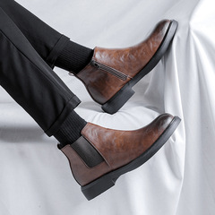 Martin boots men's sleeves Chelsea side zipper brown pointed toe men's boots British style low-top men's boots 85711-R