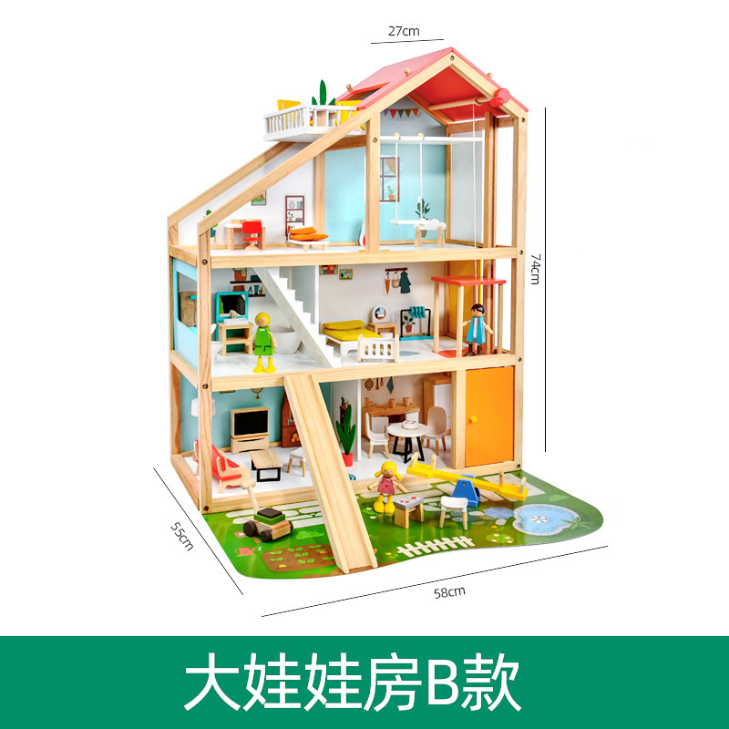 Casa de juguetes para niños diy cabaña regalos de madera maciza casa de la princesa desmontaje casa de muñecas juguetes