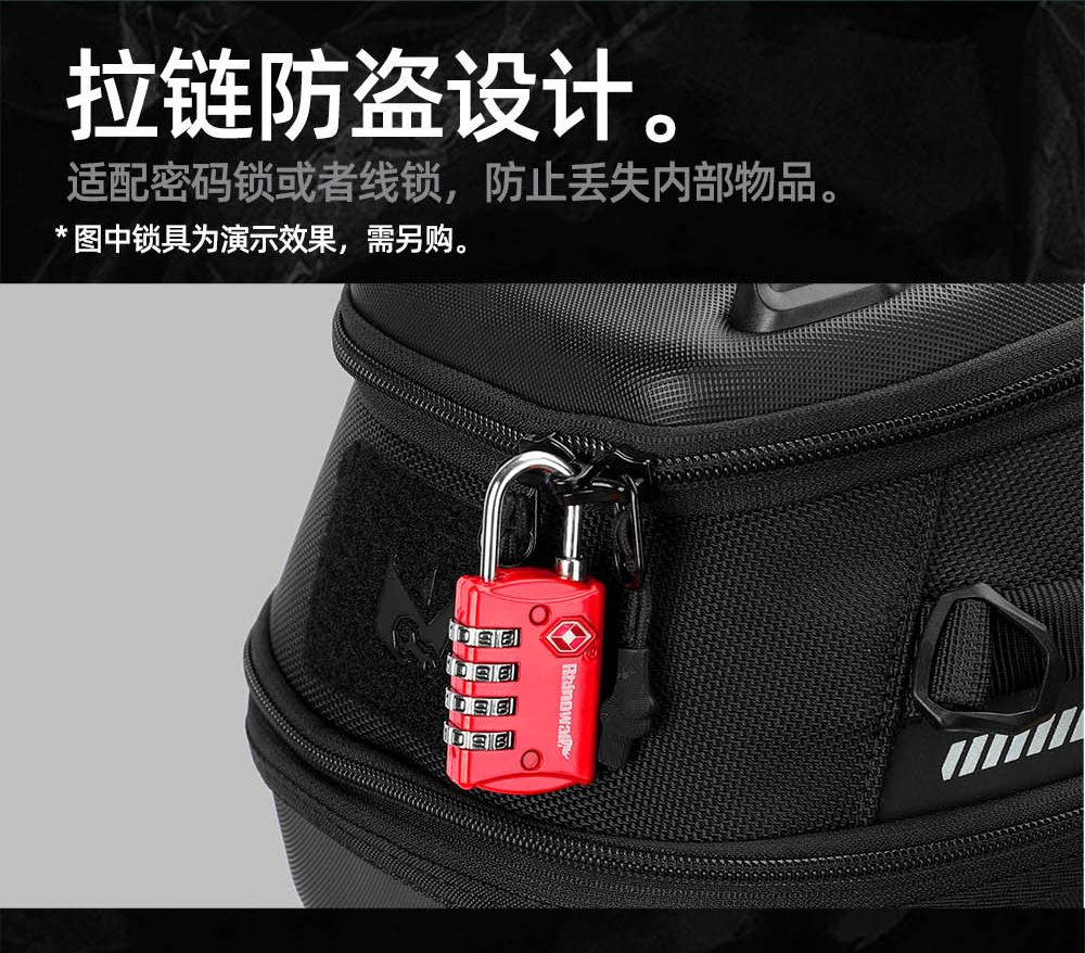 Rhinowalk Motorcycle Fuel Tank Bag Magnetic Quick Release Anti-Theft Adjustable Front and Rear Motorcycle Rider Bag