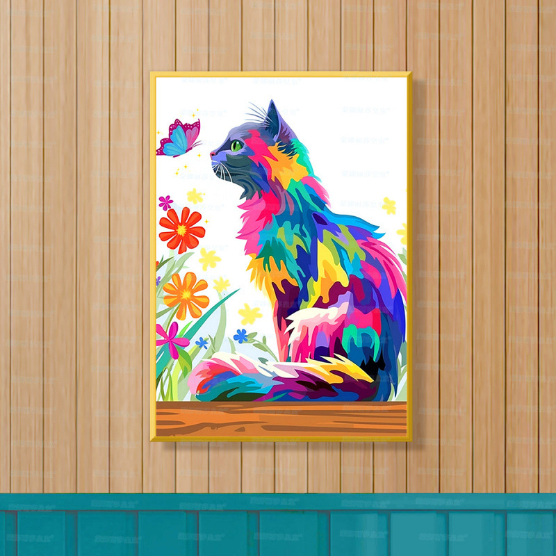 Mona Lisa cruz real mariposa gato nuevo lindo animal moda moderna pintura decorativa bordada a mano