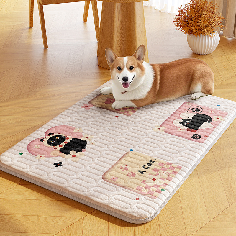 Alfombrilla de hielo para mascotas de verano, alfombrilla para perros, seda de hielo lavable a máquina, alfombrilla para dormir para perros y gatos