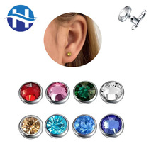 跨境欧美F136钛合金耳钉diy耳饰舌钉耳骨钉镶捷克钻穿刺饰品配件