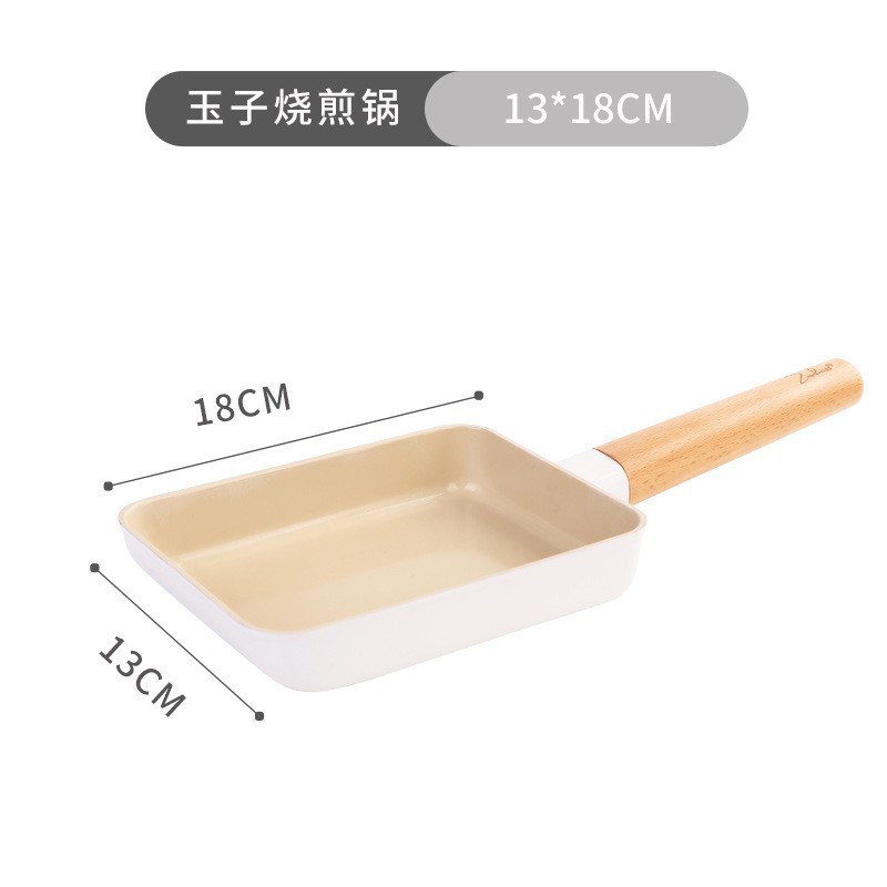 1318 fuente de asado de jade de estilo japonés al por mayor sartén antiadherente sartén cuadrada huevo sartén olla de aluminio plana caliente-Venta de huevo grueso asado