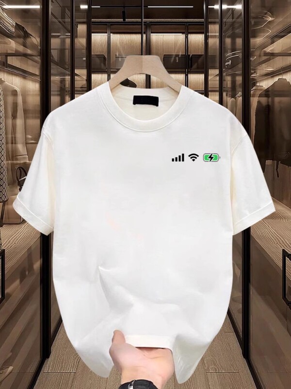 夏厚手の220g純綿半袖Tシャツボーイズファッションクリエイティブプリントラウンドネック半袖多用途Tシャツトップ|undefined