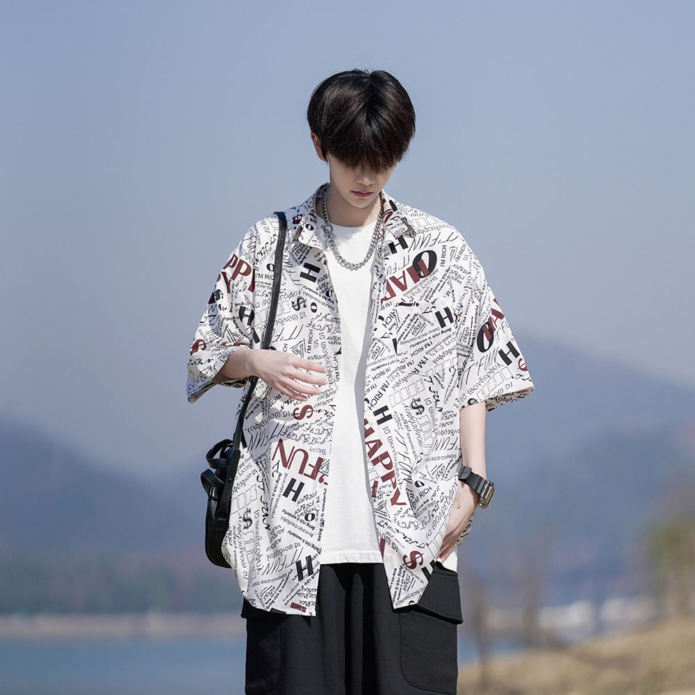 Ice Silk Short-Sleeved Shirt Men's Summer High-End Handsome 2025 New Loose Large Size Casual Half-Sleeved Shirt Jacket