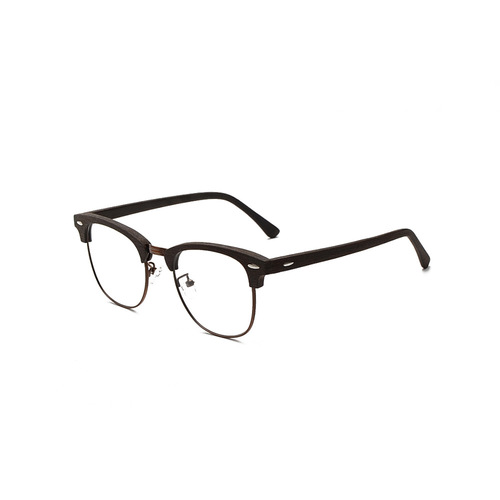 Cross-border retro wood grain glasses frame retro plate half frame double rivet eyebrow glasses frame same style glasses wholesale 3016