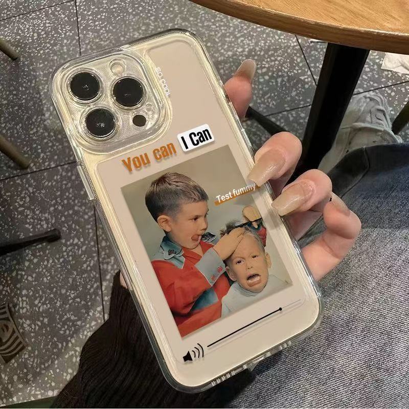 Marca de moda europea y americana para iphone15promax funda para teléfono móvil transparente Apple 16 anti-caída 14pro personalidad 13/12