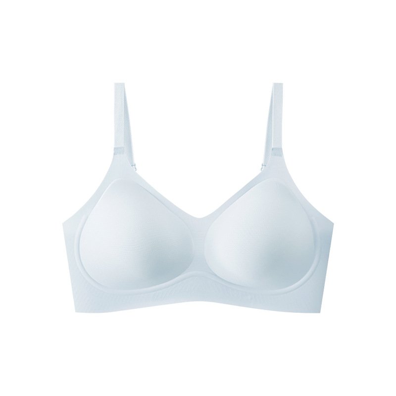 Nueva ropa interior invisible sin marca de base líquida para mujeres soporte suave pecho pequeño se reúne frente a la caída delgada sostén Ourofeng
