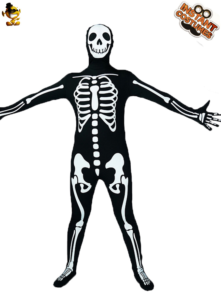 Hombres adultos horror cráneo fantasma hueso mono ropa de fiesta Halloween Cosplay etapa rendimiento