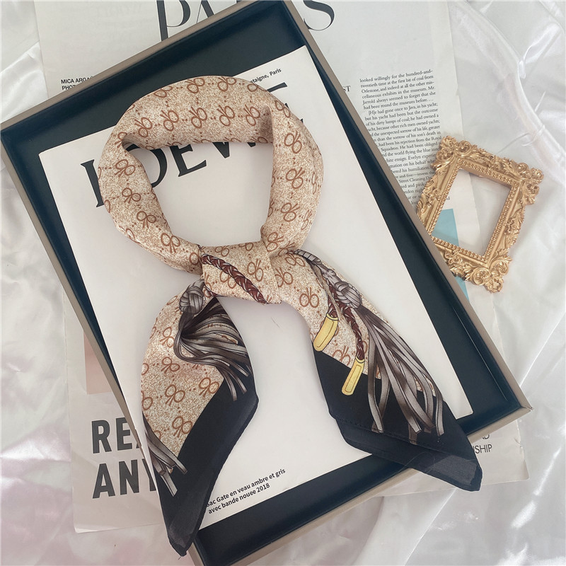 50g Weight Silk Scarf Classification Casual, Daily, Shopping Occasion Satin Material Letter, Flower Pattern Spring&Summer Season Women's Gender Elegant Style Women's Elegant Letter Flower Satin Silk Scarf 11