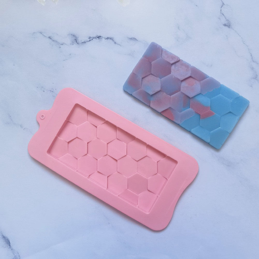 Chocolate hexagonal 59 molde de silicona pastel helado pudín molde de postre jabón utensilios