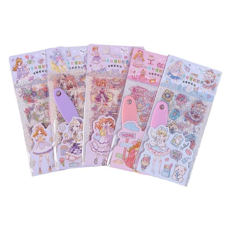 Bolso de pegatinas de cuentas de mano Bronceado Escena en miniatura creativa Pegatinas de paisajismo Nariz pequeña Gaga Dibujos animados Niños lindos Pegatinas de cuentas de mano