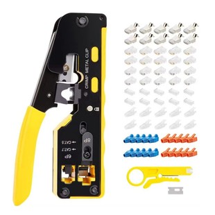 Full Function Kit with Category 7 Crystal Head, Network Cable Pliers, Category 6A Dovetail Clamp, Through-Hole 8P Network Crimping Tool