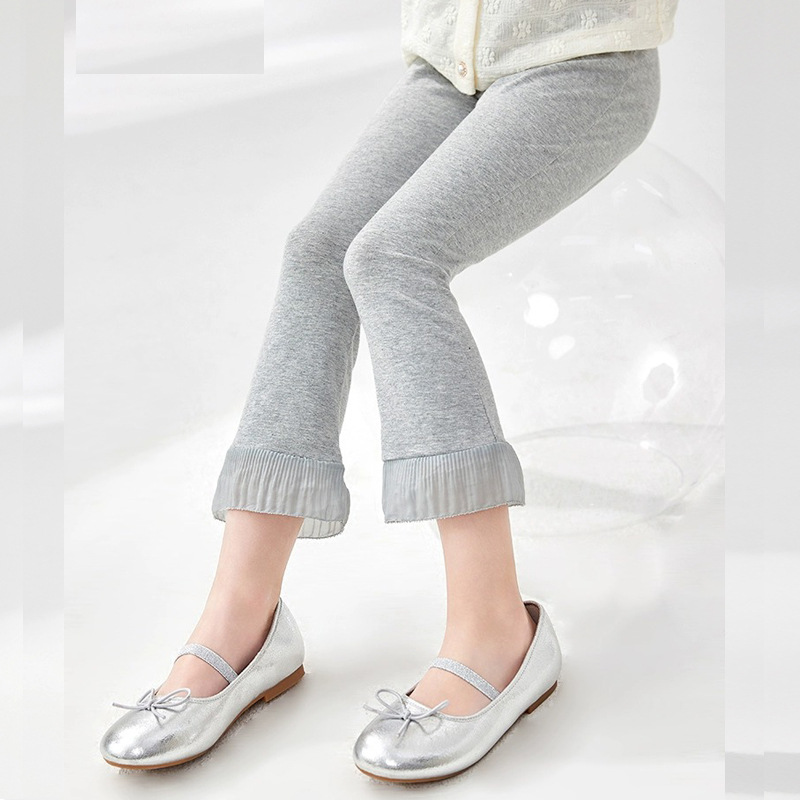 女童夏季薄款打底褲2024夏裝新款中大兒童夏季純棉外穿七分中褲子