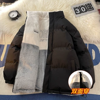 跨境批发冬季新款双面穿羊羔绒棉服男女外套立领两面穿棉袄面包服