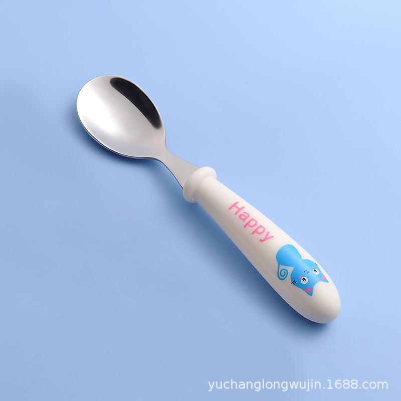 304 de acero inoxidable de dibujos animados para niños tenedor cuchara vajilla regalo creativo alimentación complementaria bebé cuchara tenedor traje portátil