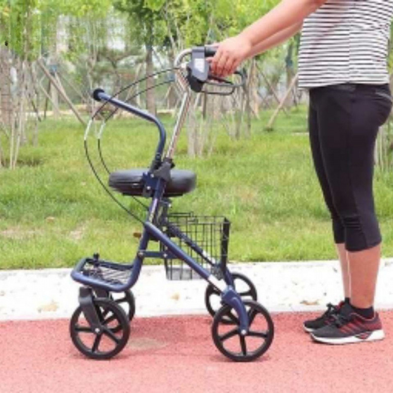 Folding Portable Shopping Cart for the Elderly, Small Trolley for the Elderly, Four-Wheel Shopping Cart, Walking Aid