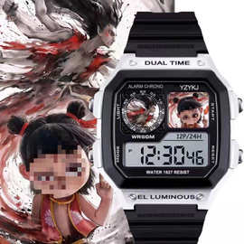 哪吒手表哪吒2周边通用小方块防水带电子闹钟手表初中生儿童手表1