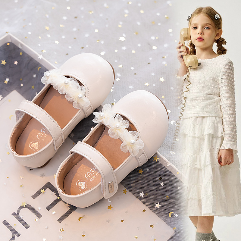Zapatos de princesa para niñas 2025 nuevo estilo primavera y otoño zapatos de cuero para bebés para niños Mary Jane Flower zapatos individuales zapatos de rendimiento para niñas image 3