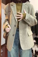 夹棉加厚呢子大衣女秋冬季新款毛呢外套感小个子韩系短款西装